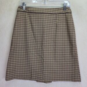 HERRY Women Plaid Knee Length Skirt Size 38EUR 6US Classic Brown Academia Preppy